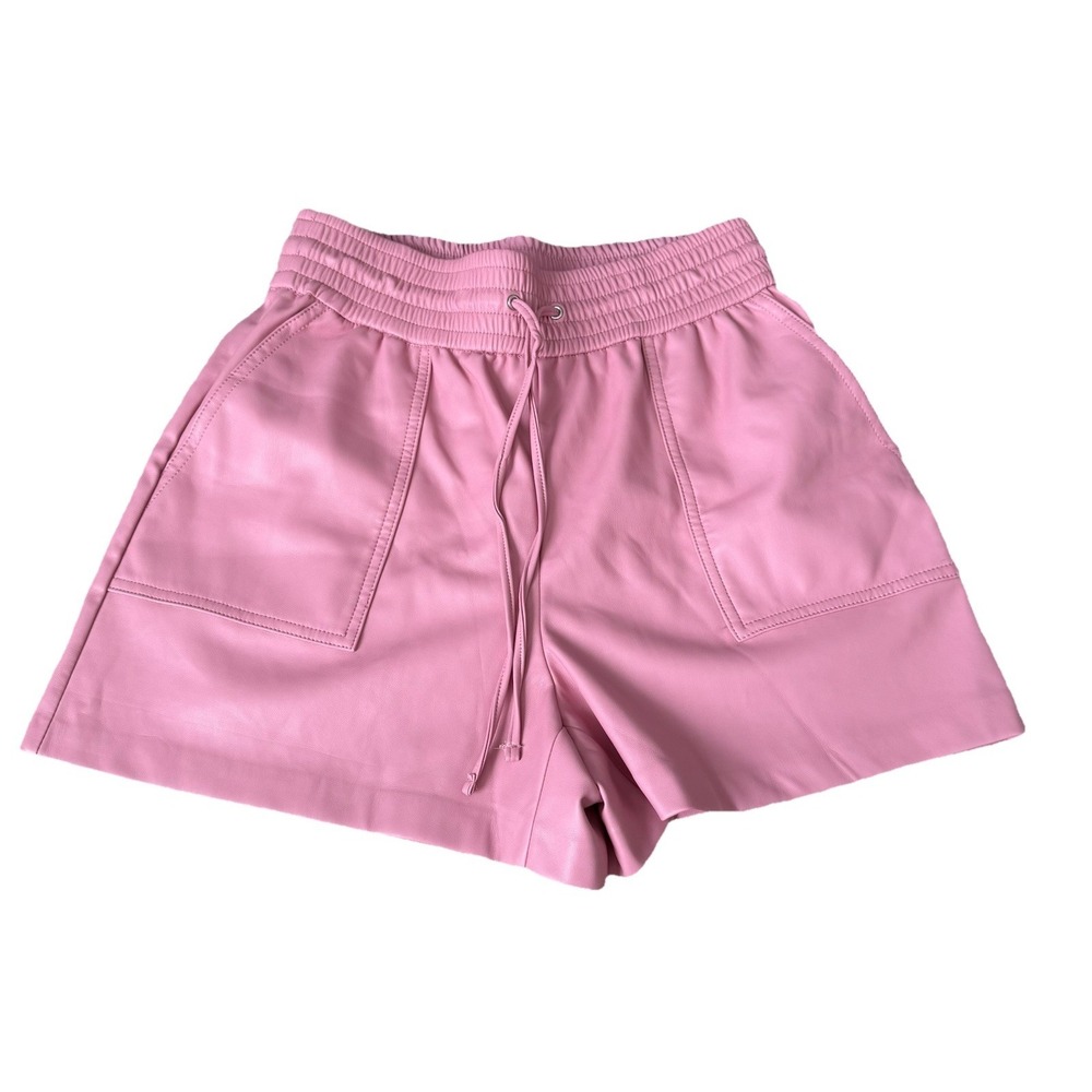 Express High Waisted Faux Leather Pull On Shorts Pink Valentines Day NWT‎ Y2K S